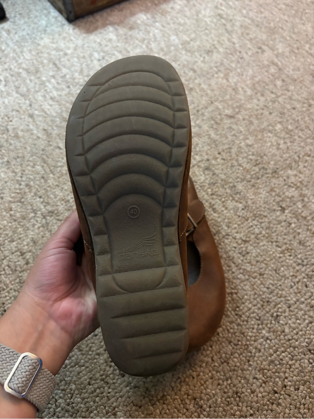 Dansko Brown Leather Slip-On Buckle Clogs - Picture 6 of 9